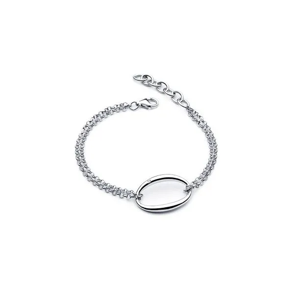 Sterling Silver Double Chain Oval Bracelet With Diamond Confer’s Jewelers Bellefonte, PA