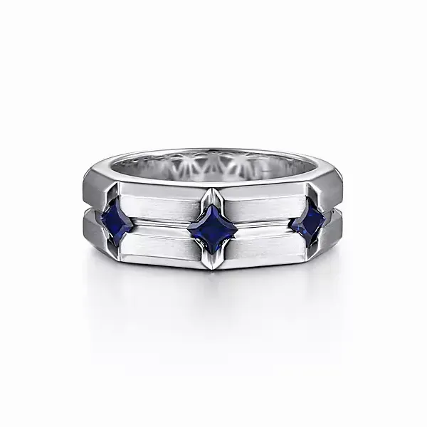 Sterling Silver Ring with Square Sapphire Stations Confer’s Jewelers Bellefonte, PA