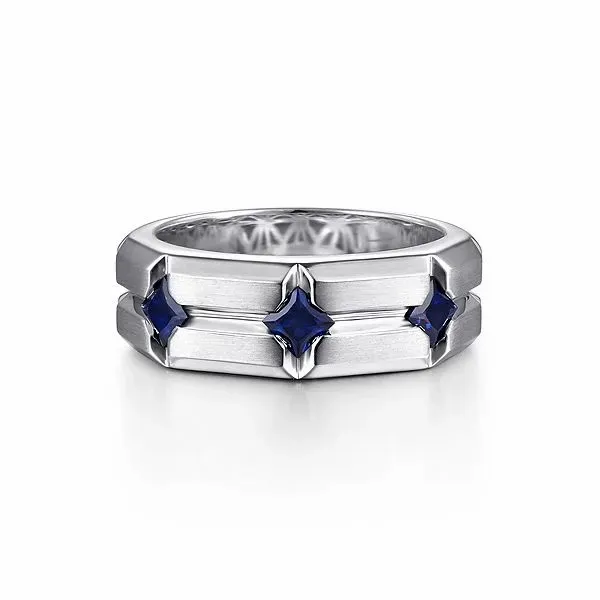 Sterling Silver Ring with Square Sapphire Stations Confer’s Jewelers Bellefonte, PA