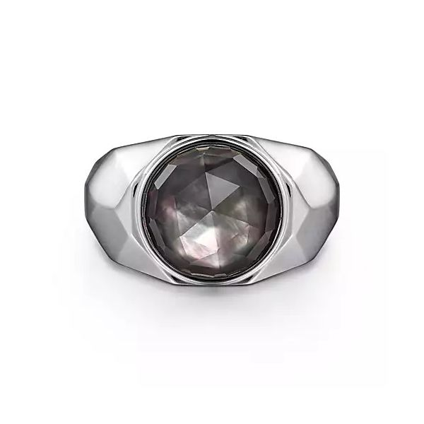 Wide 925 Sterling Silver Signet Ring with Black Mother of Pearl Stone in High Polished Finish Confer’s Jewelers Bellefonte, PA