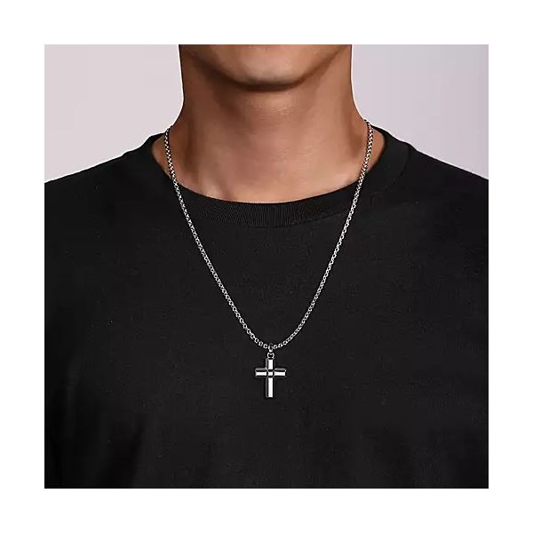 925 Sterling Silver and Titanium Cross Pendant Image 2 Confer’s Jewelers Bellefonte, PA