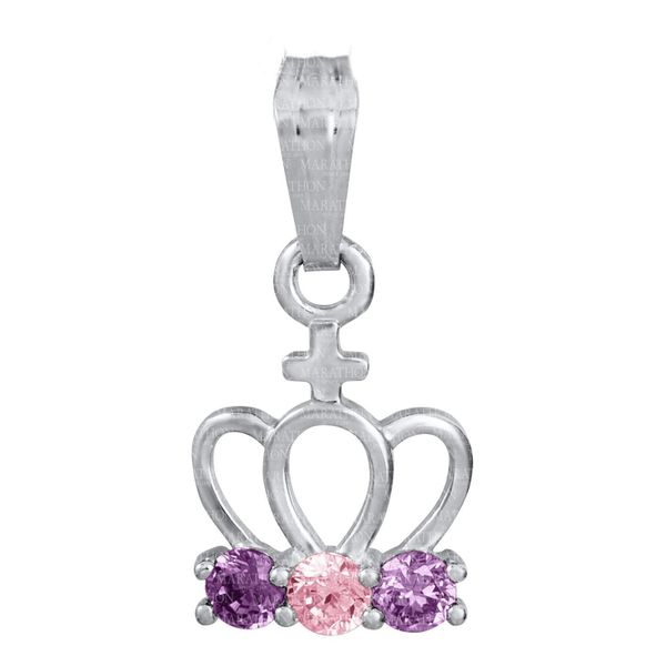 Sterling Silver Purple And Pink CZ Crown Necklace Confer’s Jewelers Bellefonte, PA