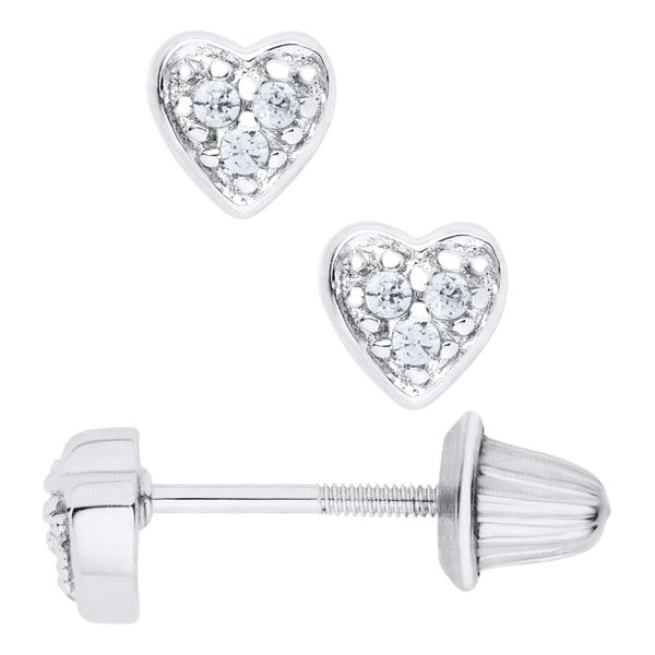 Sterling Silver 5X5mm Heart Earrings With White Cz Confer’s Jewelers Bellefonte, PA