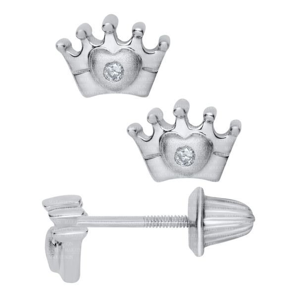 Sterling Silver Crown Earrings with Diamonds Confer’s Jewelers Bellefonte, PA