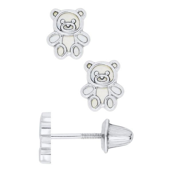 Sterling Silver Teddy Bear Earrings With Mother Of Pearl Confer’s Jewelers Bellefonte, PA
