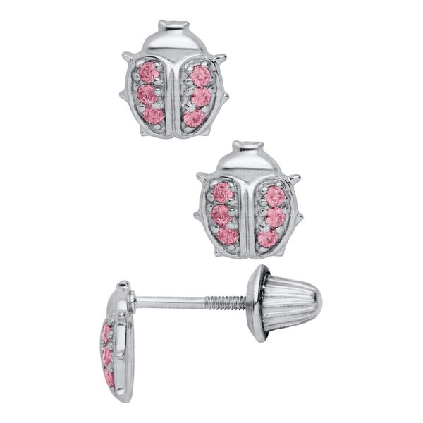 Sterling Silver Pink CZ Ladybug Earrings Confer's Jewelers Bellefonte, PA