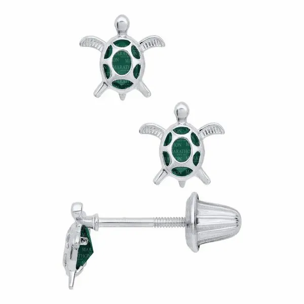 Sterling Silver Turtle Earrings With Green CZ Confer’s Jewelers Bellefonte, PA