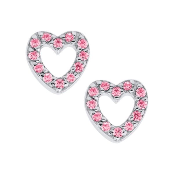 Sterling Silver Pink Cubic Zirconium Open Heart Earrings Confer’s Jewelers Bellefonte, PA
