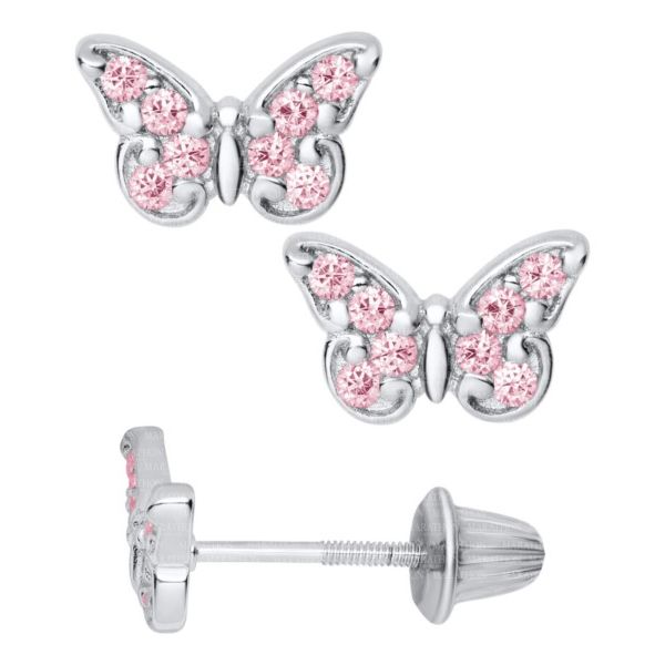 Sterling Silver Butterfly Pink Cubic Zirconium Earrings Confer’s Jewelers Bellefonte, PA