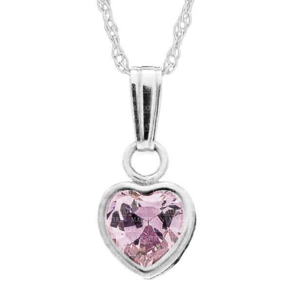 14K White Gold Pink CZ Heart Kids Necklace Confer’s Jewelers Bellefonte, PA