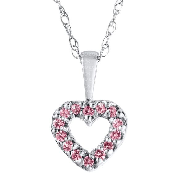 14 Karat White Gold Open Heart Pink Sapphire Pendant Confer’s Jewelers Bellefonte, PA