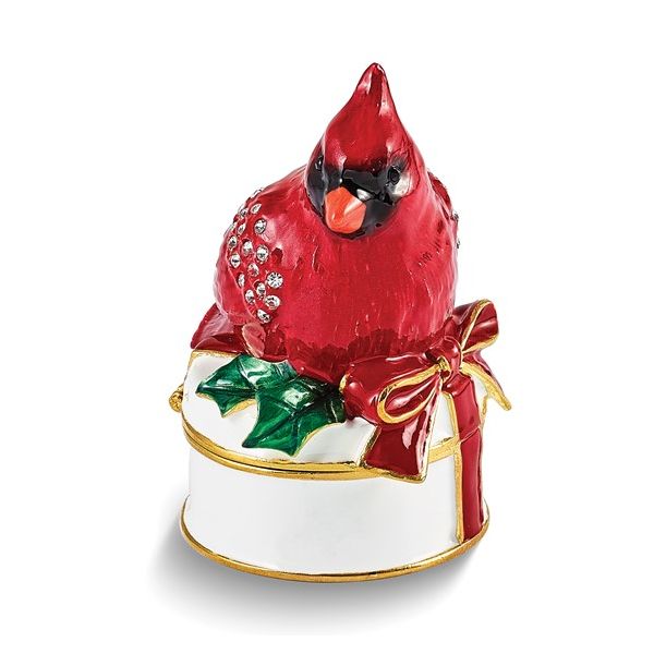 Red Cardinal on White Trinket Box Confer’s Jewelers Bellefonte, PA
