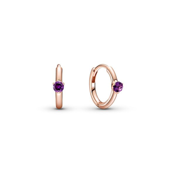 Purple Solitaire Huggie Hoop Earrings - Pandora Rose™ Confer’s Jewelers Bellefonte, PA