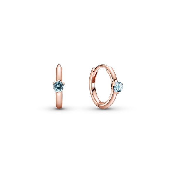 Light Blue Solitaire Huggie Hoop Earrings - Pandora Rose™ Confer’s Jewelers Bellefonte, PA
