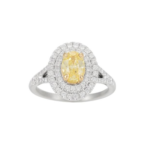 1.17ct tw Diamond Fancy Yellow Oval Double Halo Engagement Ring Conti Jewelers Endwell, NY