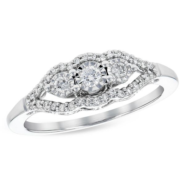 1/4CT. T.W. Round-Cut Diamond Three Stone Engagement Ring 14k White Gold Conti Jewelers Endwell, NY