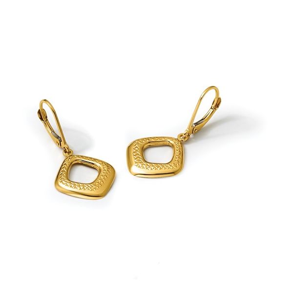 Diamond-cut Leverback Dangle Earrings in 14k Yellow Gold Image 2 Conti Jewelers Endwell, NY