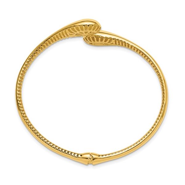 Bypass Teardrop Hinged Bangle Bracelet in 14k Yellow Gold Image 2 Conti Jewelers Endwell, NY