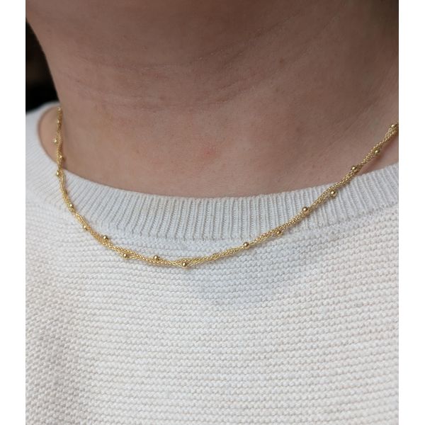 Textured Bead Necklace in 14k Yellow Gold Image 4 Conti Jewelers Endwell, NY