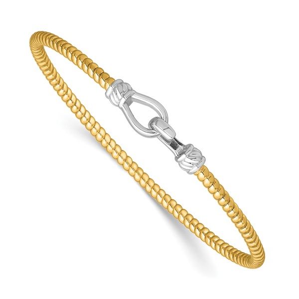 Vermeil Polished Twisted Bangle Bracelet in Sterling Silver Yellow Gold Image 2 Conti Jewelers Endwell, NY