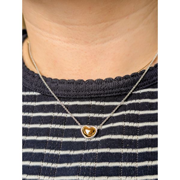 Heart of Gold Necklace in 18k Yellow Gold and Sterling Silver 18" Image 2 Conti Jewelers Endwell, NY