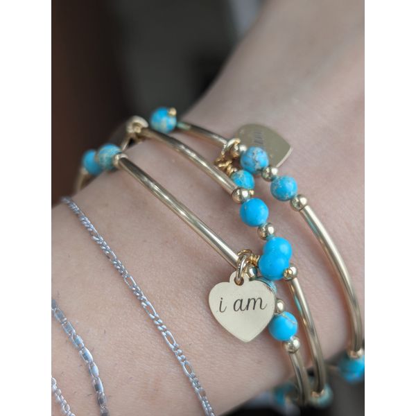 Blue Jasper Intentional Bracelet with Gold Links Image 2 Conti Jewelers Endwell, NY