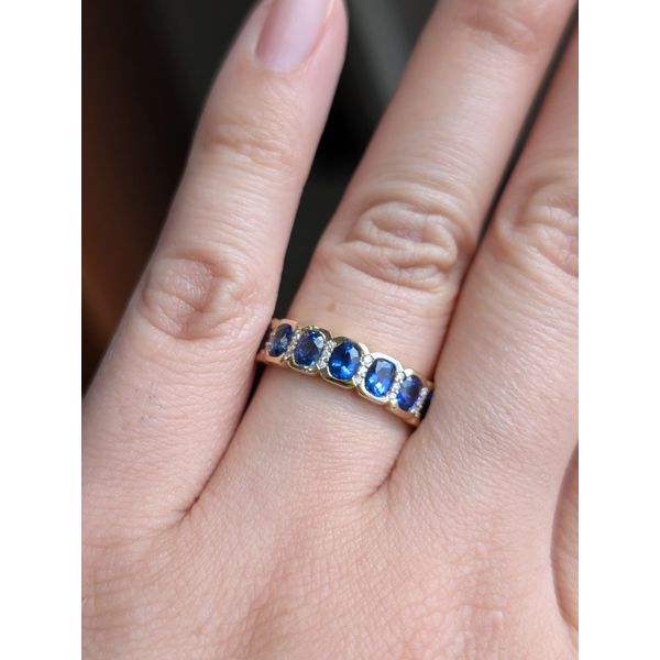 1.55cttw. Sapphire & Diamond Bezel Band in 14k Yellow Gold Image 2 Conti Jewelers Endwell, NY