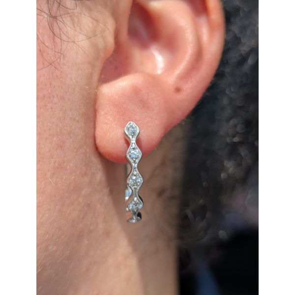 .5cttw. Diamond Milgrain Hoops in 14k White Gold Image 2 Conti Jewelers Endwell, NY