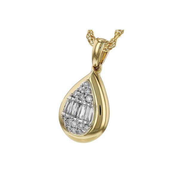 Diamond Pear Shaped Pendant Necklace in 14k White & Yellow Gold Image 2 Conti Jewelers Endwell, NY