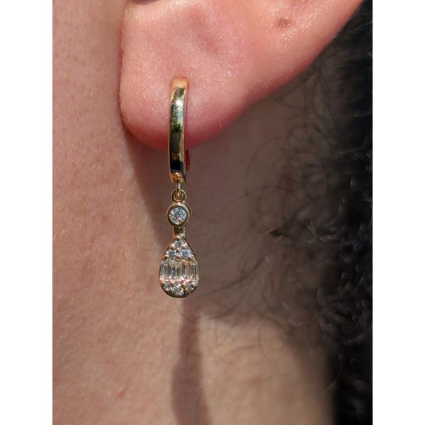 Teardrop Diamond Drop Earrings in 14K Yellow Gold Image 2 Conti Jewelers Endwell, NY