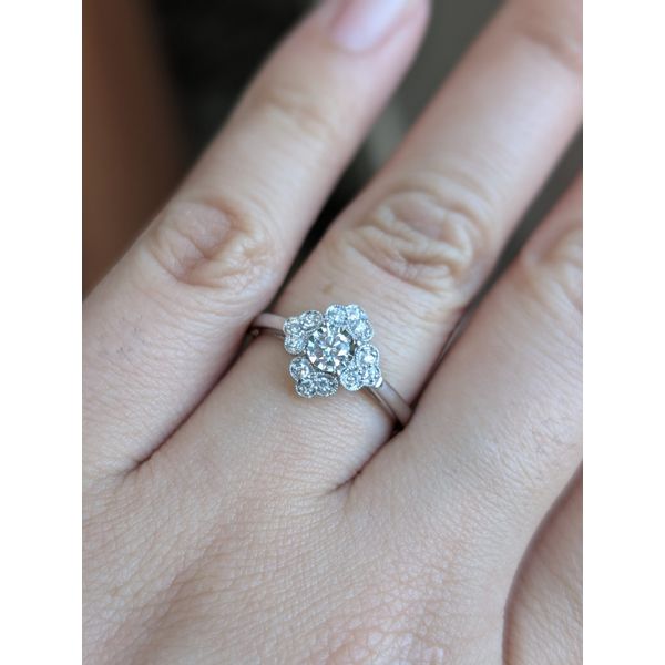 Diamond Flower Halo Ring in 14k White Gold Image 2 Conti Jewelers Endwell, NY