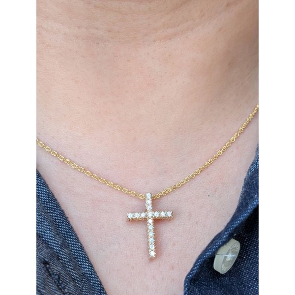 Diamond Cross Necklace in 14k Yellow Gold Image 2 Conti Jewelers Endwell, NY