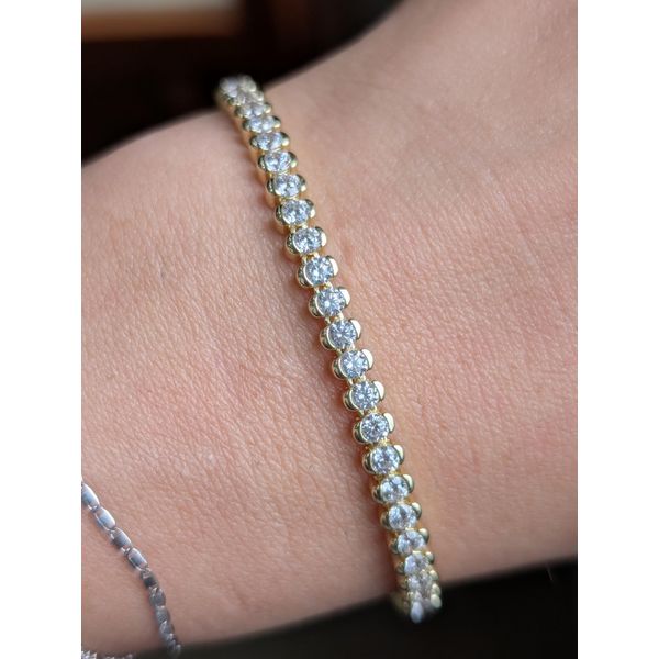 3.0 Ctw. Diamond Aria Half Bezel Tennis Bracelet in Sterling Silver Yellow Gold Image 2 Conti Jewelers Endwell, NY