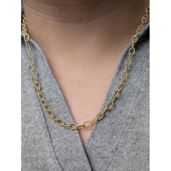 Cassie Cable Oval Link Chain in Sterling Silver Yellow Gold, 20" Image 2 Conti Jewelers Endwell, NY