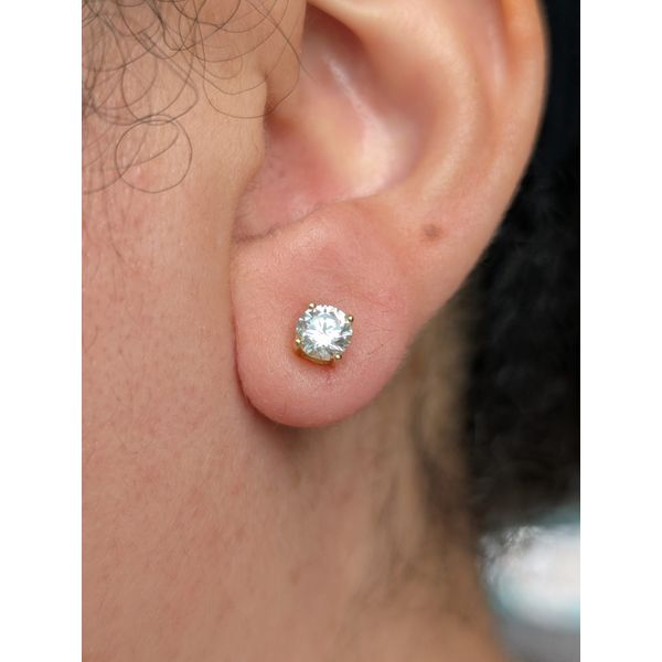 1 Ctw. Solitaire Stud Earrings in Sterling Silver Yellow Gold Image 2 Conti Jewelers Endwell, NY