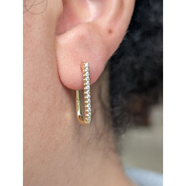 0.28 Ctw. Diamond Rectangle Pave Hoop Earrings in Sterling Silver Yellow Gold Image 2 Conti Jewelers Endwell, NY