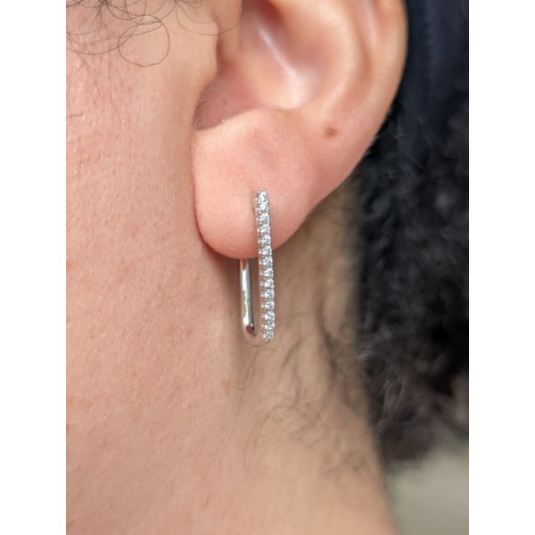 0.28 Ctw. Diamond Rectangle Pave Hoops in Sterling Silver Image 2 Conti Jewelers Endwell, NY
