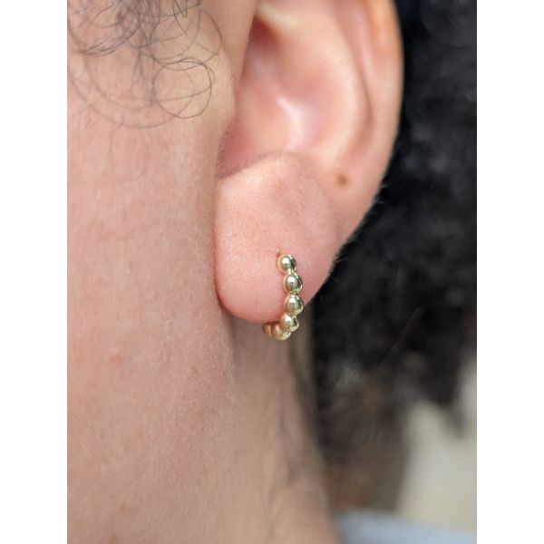Lumina Beaded Huggies in Sterling Silver Yellow Gold Image 2 Conti Jewelers Endwell, NY