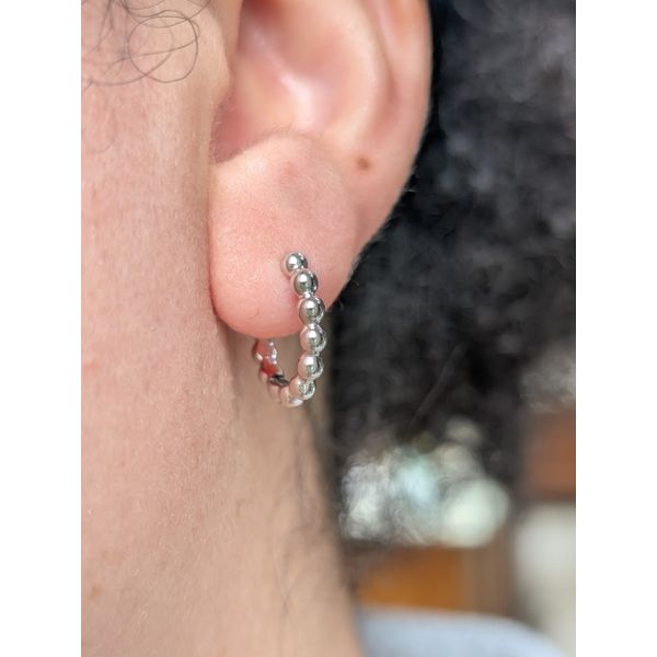 Lumina Beaded Huggie Earrings in Sterling Silver Image 2 Conti Jewelers Endwell, NY