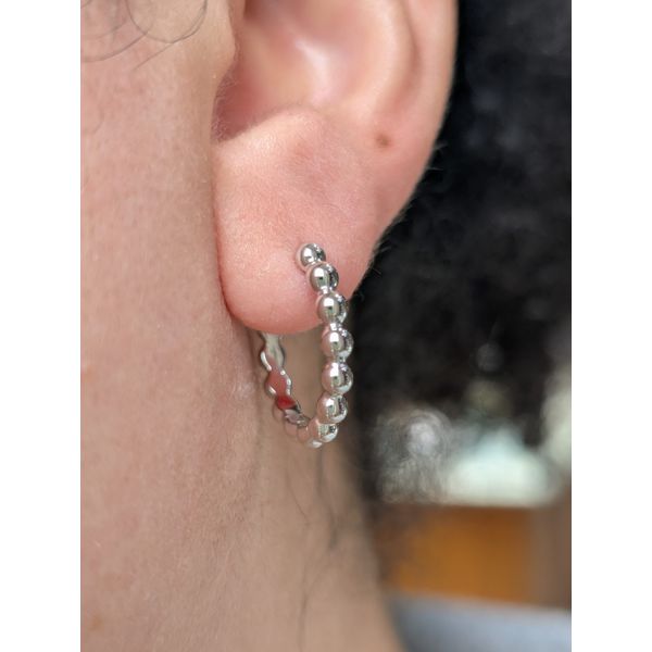 Lumina Beaded Statement Hoop Earrings in Sterling Silver Image 2 Conti Jewelers Endwell, NY