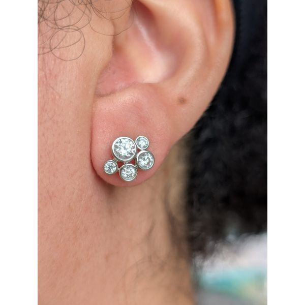 Blubble Cluster Bezel Earrings in Sterling Silver Image 2 Conti Jewelers Endwell, NY