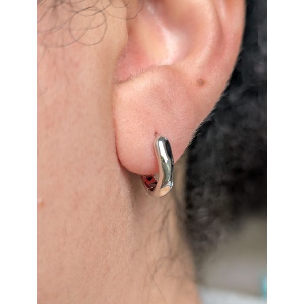 High-Polished Molten Huggie Earrings in Sterling Silver Image 2 Conti Jewelers Endwell, NY