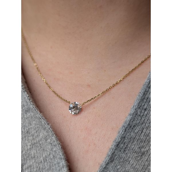 1 Ctw. Diamond Solitaire Necklace in Sterling Silver Yellow Gold Image 2 Conti Jewelers Endwell, NY