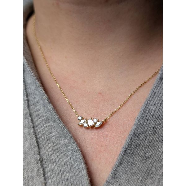 0.75 Ctw. Diamond Cluster Necklace in Sterling Silver Yellow Gold, 20" Image 2 Conti Jewelers Endwell, NY