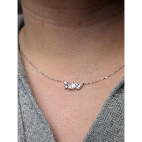 0.75 Ctw. Diamond Cluster Necklace in Sterling Silver Image 2 Conti Jewelers Endwell, NY