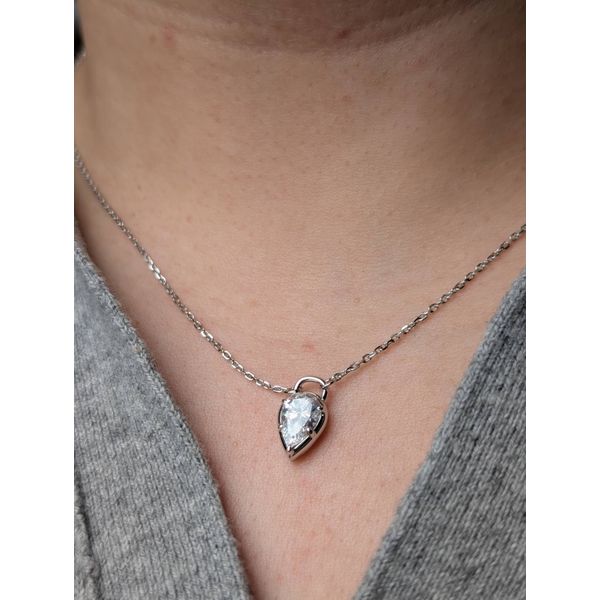 1.33 Ctw. Diamond Pear Bezel Pendant Necklace in Sterling Silver Image 2 Conti Jewelers Endwell, NY