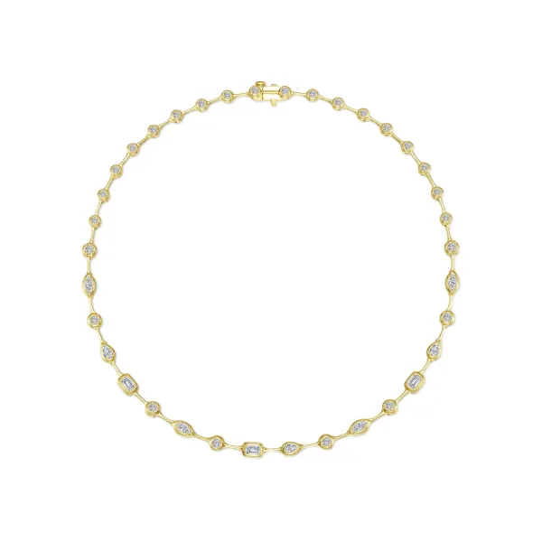Mosaic Station Necklace in Sterling Silver Yellow Gold Image 2 Conti Jewelers Endwell, NY