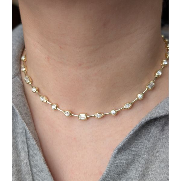 Mosaic Station Necklace in Sterling Silver Yellow Gold Image 3 Conti Jewelers Endwell, NY