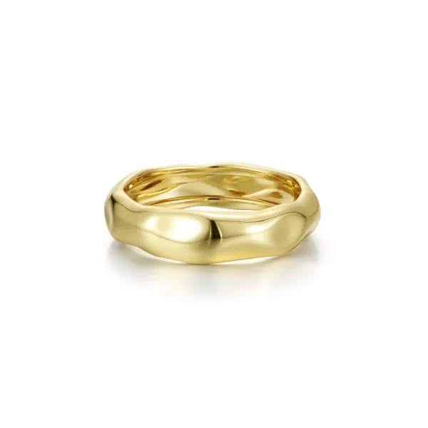 Molten Wide Band Ring in Sterling Silver Yellow Gold Image 2 Conti Jewelers Endwell, NY
