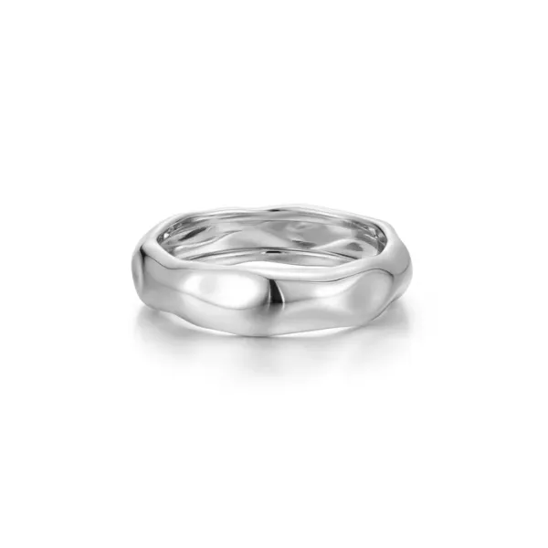 Wide Molten Band Ring in Sterling Silver Image 2 Conti Jewelers Endwell, NY